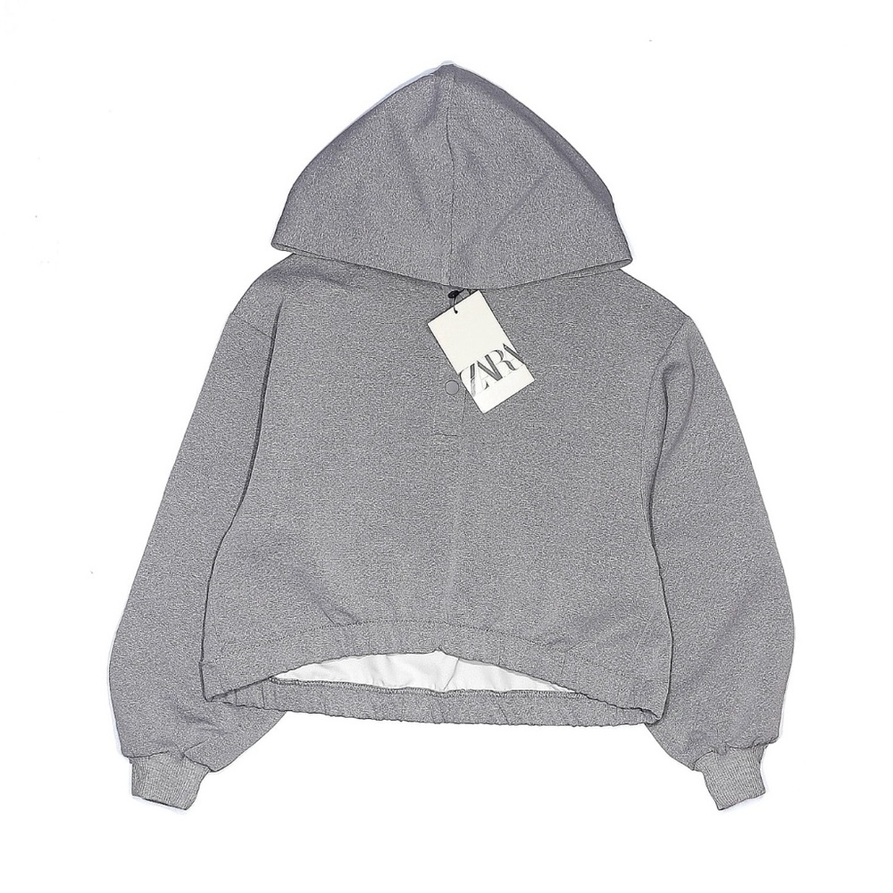 NWOT | Zara Kids | Cropped Pullover Hoodie | Grey | Size 9